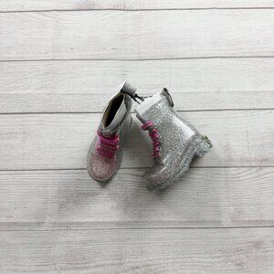 Western Chief Toddler Silver Glitter Rain Boots Waterproof Combat Boots NWT 5